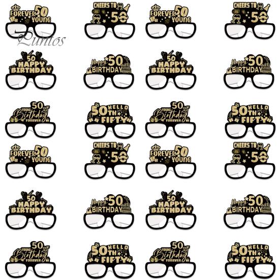 24 шт. бумажные очки, украшения для очков на день рождения, 18, 21, 30, 40, 50, 60, 70-летие, реквизит для фотосессии, очки унисекс