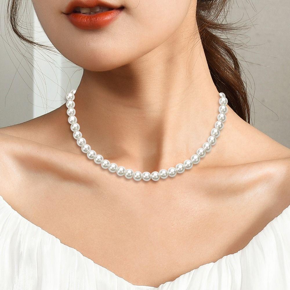 Luxury French Korean Style Long Necklace Women Choker Imitation Pearl Sweater Chain Clavicle Chain