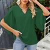 Summer V-neck Loose Chiffon Shirt Women 2023 Fashion Solid Elegant Casual Blouse Short Sleeve Casual Petal Sleeve Tops  27967