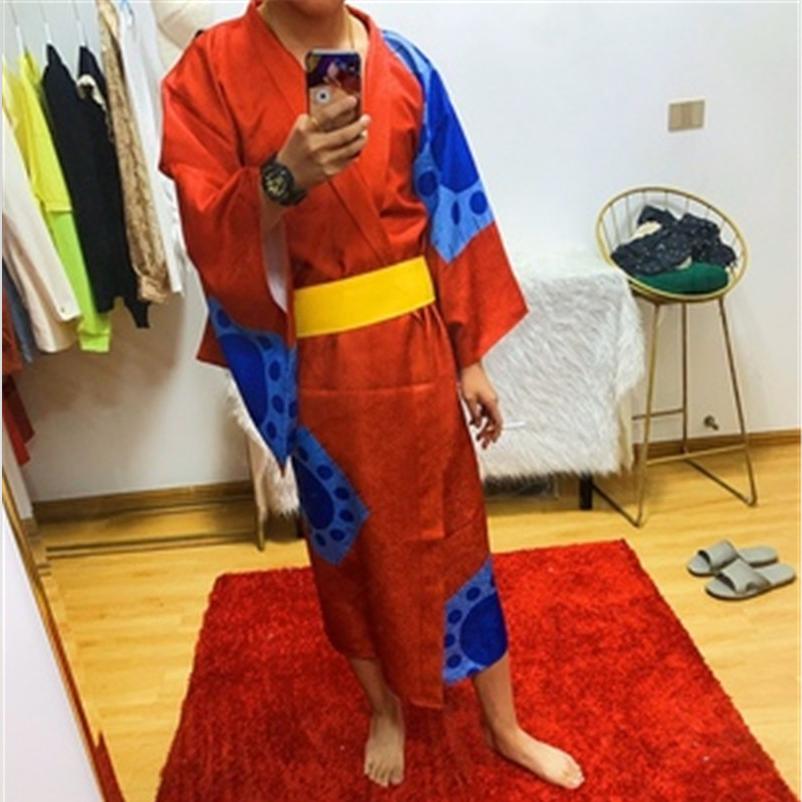 One Piece Страна Вано Обезьяна D. Луффи Косплей Костюм Кимоно Одежда Хэллоуин Карнавальный Костюм