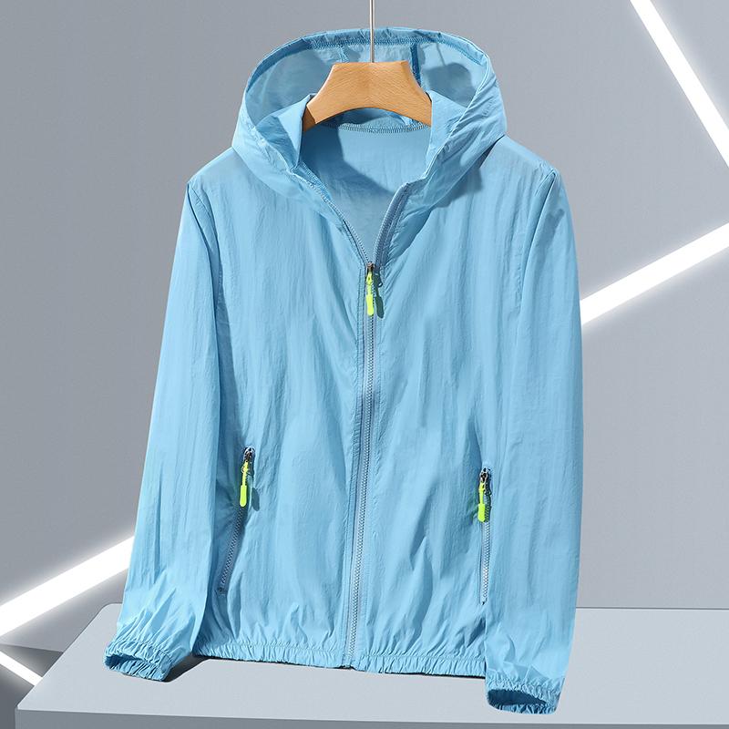 Summer Men's Windbreaker Big Size Sun Protection Clothing Korean Style Ultra-thin Streetwear Zipper Hooded Jackets Man