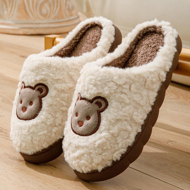 Хлопковые тапочки женские пара утолщенные осенне-зимние домашние домашние нескользящие теплые послеродовые шерстяные хлопковые туфли мужские