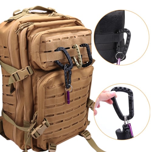 Тактические звенья MOLLE EDC D-образные, Высокая прочность, Plascheck (Черный, 10 шт.)
