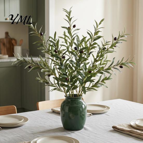 Seasonal Botanical Accents for Shelves Faux Olive Branches Vase, Artificial Tree Branches, DIY Fake Realistic Greenery Plants, Stems, Floral