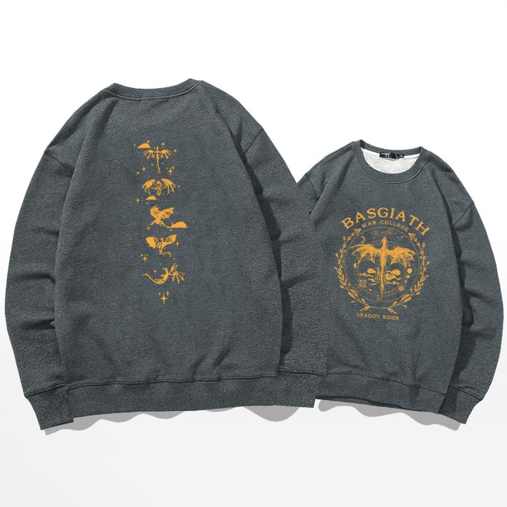 Толстовка унисекс с золотым драконом «Четвертое крыло» Basgiath War College, двусторонняя толстовка с капюшоном Dragon Rider, книжный свитер, модные толстовки для фанатов