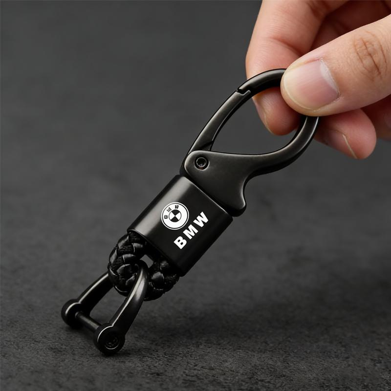 Car Valve Core Hand Woven Horseshoe Buckle Leather Rope Car Keychain Keyring For BMW X1 X2 X3 X5 X4 X6 X7 G30 G20 G32 G11 G12 rlzh86