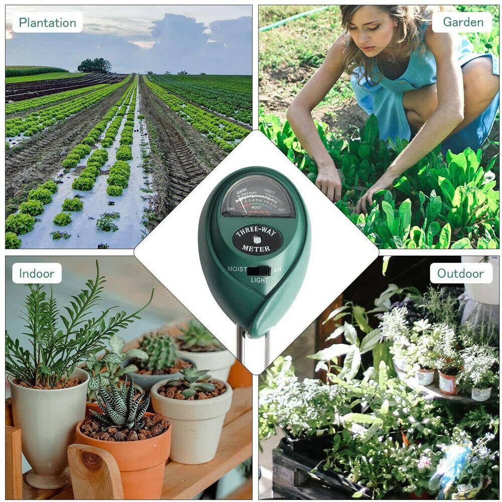Humidity Detector Acidity Sunlight Monitor Moisture Sunlight Testing pH Test Meter 3in1 Soil Tester