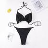 European & American Plus Size Rhinestone Lace-up Swimsuit - Hot Selling Solid Color Bikini ZY066