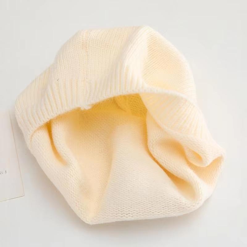 Зимний вязаный берет для малыша, милая мультяшная шапка художника с медведем для младенца, осенне-зимняя теплая шерстяная детская шапка художника