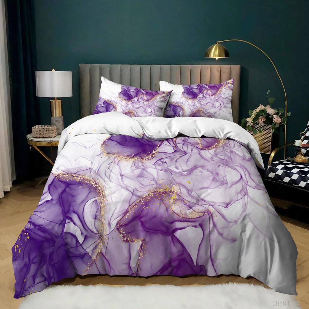 Home Textile Marble Texture Three-Piece Gradual Change Quilt Cover Digital Printing Bedding