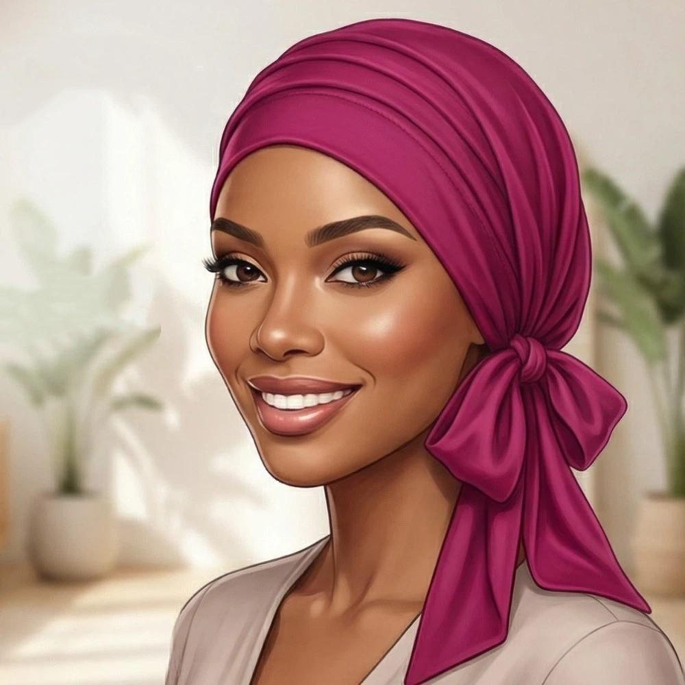 Lightweight Solid Color Headscarf Hat Breathable Stretch Hijab Long Tail Pre-Tied Inner Hat Daily