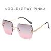 Trendy Polygonal Gradient Men Sunglasses New Frameless Cut Edge Sunglasses for Women Sunscreen and Shading Sunglasses