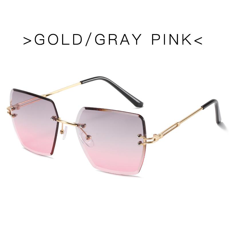 Trendy Polygonal Gradient Men Sunglasses New Frameless Cut Edge Sunglasses for Women Sunscreen and Shading Sunglasses