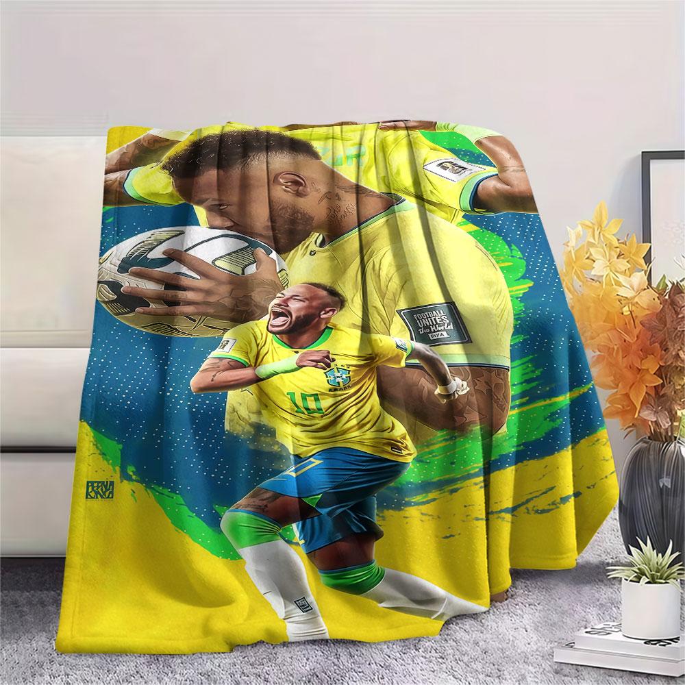 1PC Neymar Jr Patterned Flannel Blanket Suitable For All Seasons for Home Decor Warmth and Comfort Gifts Holiday Present