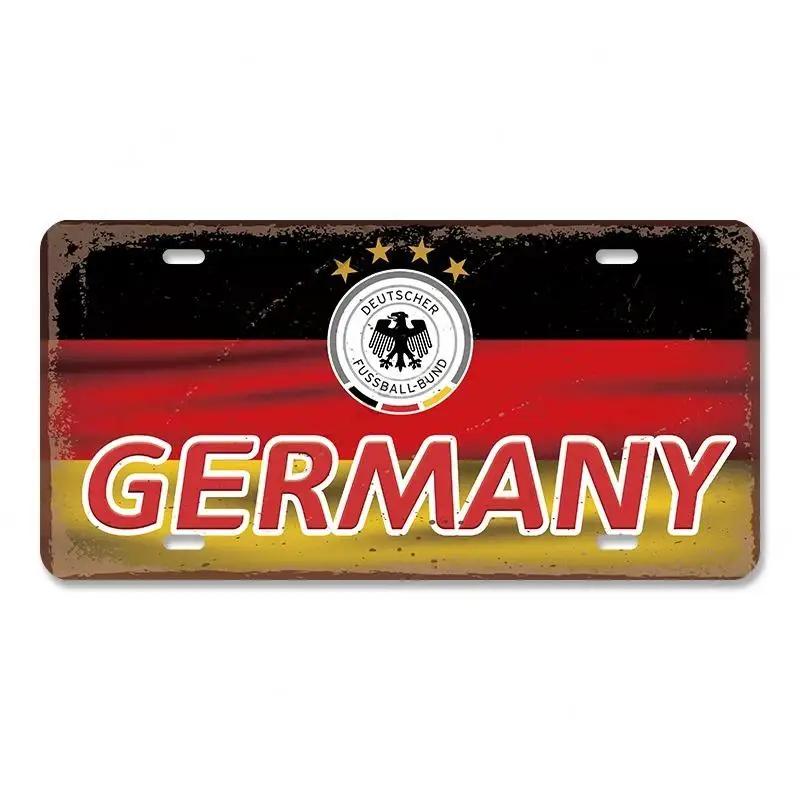 Винтажный плакат с названием страны, автомобильные лицензии, металлические жестяные знаки, Россия, Франция, Бразилия, металлическая пластина, гараж, гостиная, Ретро Настенный декор