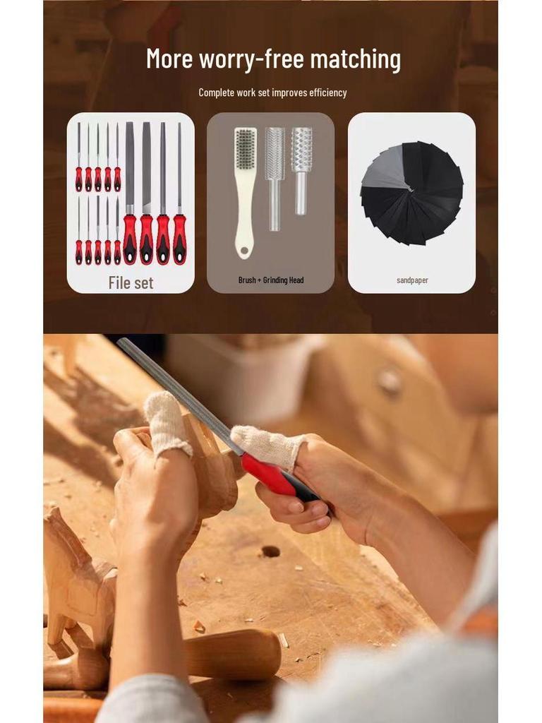 Steel File Set: Round, Half-Round, Flat, Triangular Metal Woodworking Grinding Tools