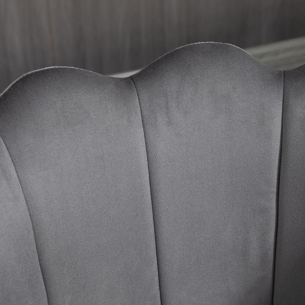 Set of 2 Velvet Bar Stools with Footrest and Steel Base, 59x52x90cm, Grey