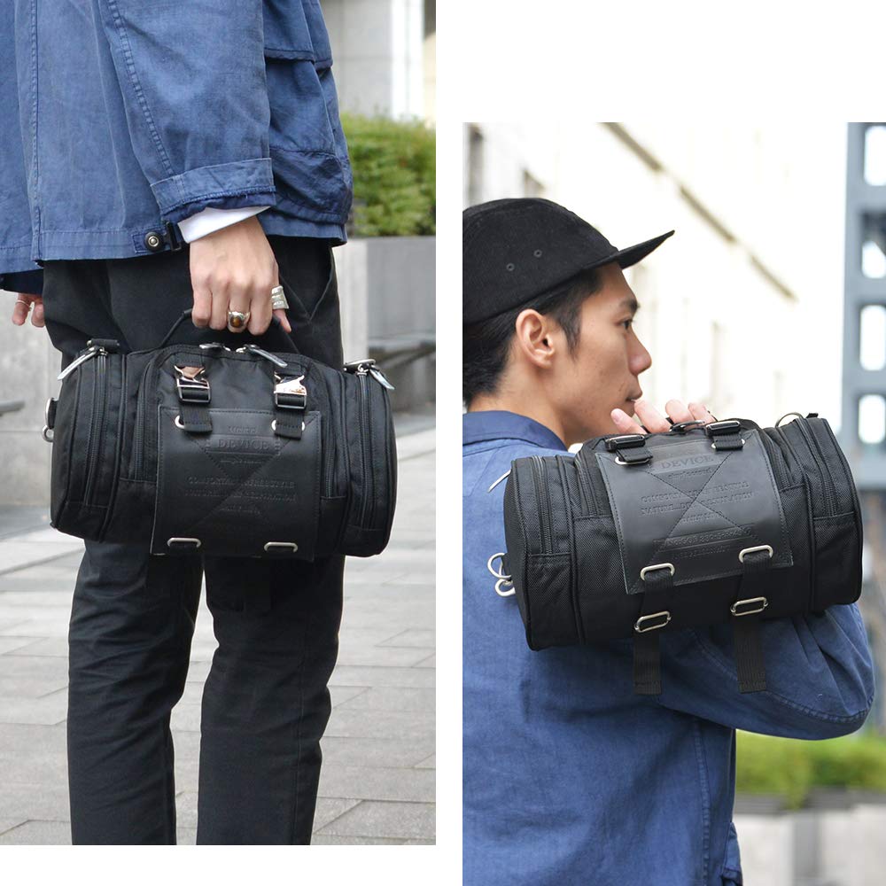 4-сторонняя поясная сумка большой емкости из искусственной кожи для улицы из нейлона, рюкзак Drum Boston, черный [Устройство]