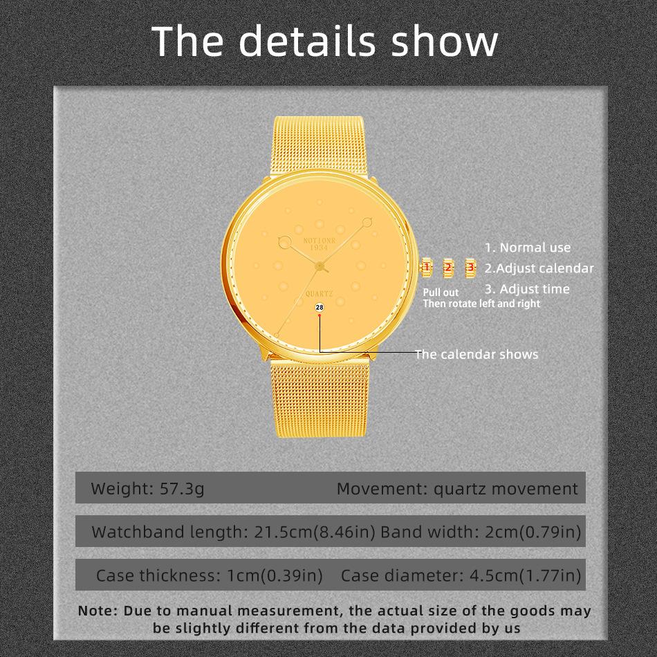 Grand Garden Watch Men's Watch Quartz Men's Watch Simple Two Color Men's Watch Large Dial Watch Stainless Steel Watch