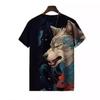 Fashionable Animal Print T-shirt for Men's Summer Short Sleeved Loose T-shirt O-neck Casual Top Shirt
