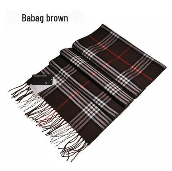 Зимний мужской и женский толстый клетчатый шарф из искусственного кашемира