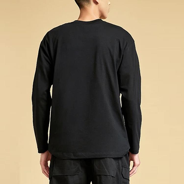 Li Ning Sports Серия Баскетбол Футболка с логотипом Свободная Круглый вырез Длинный рукав Мужская Топы Черный AHSR833-1