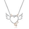 Fashion Heart Shaped Devil Angel Pendant Zircon Necklace Wedding Jewelry