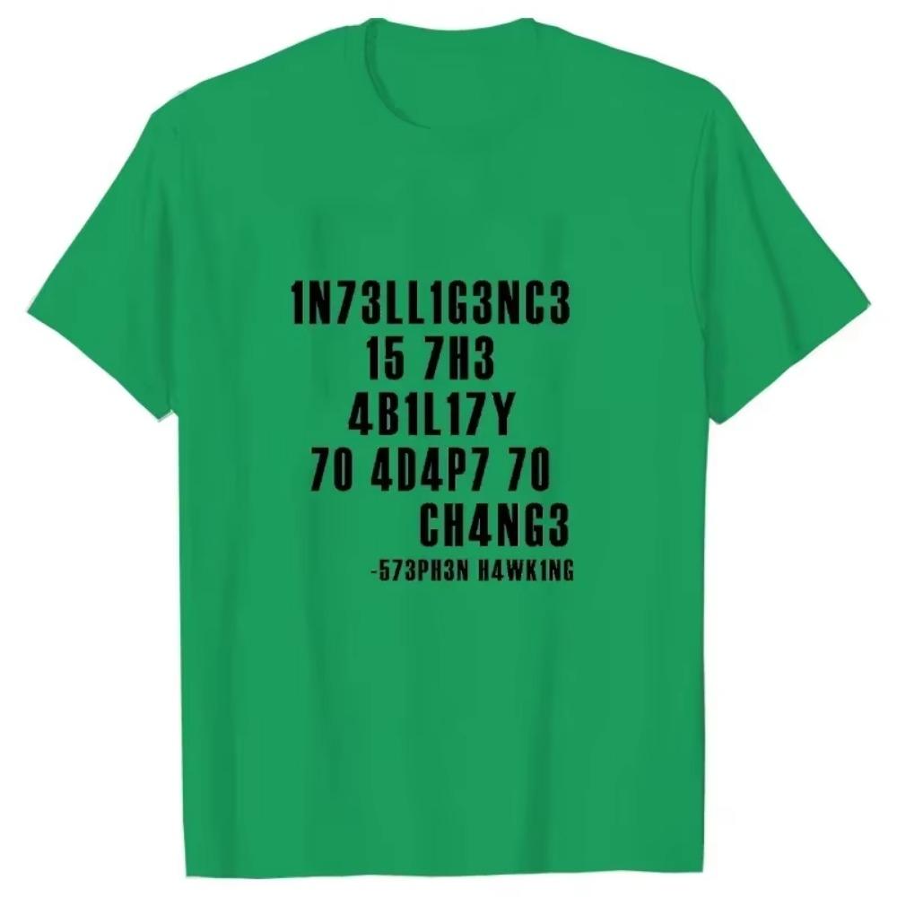 Интеллект — это способность адаптироваться к изменениям Мужская футболка Саркастичная футболка Смешная футболка Футболки Летняя мужская брендовая футболка