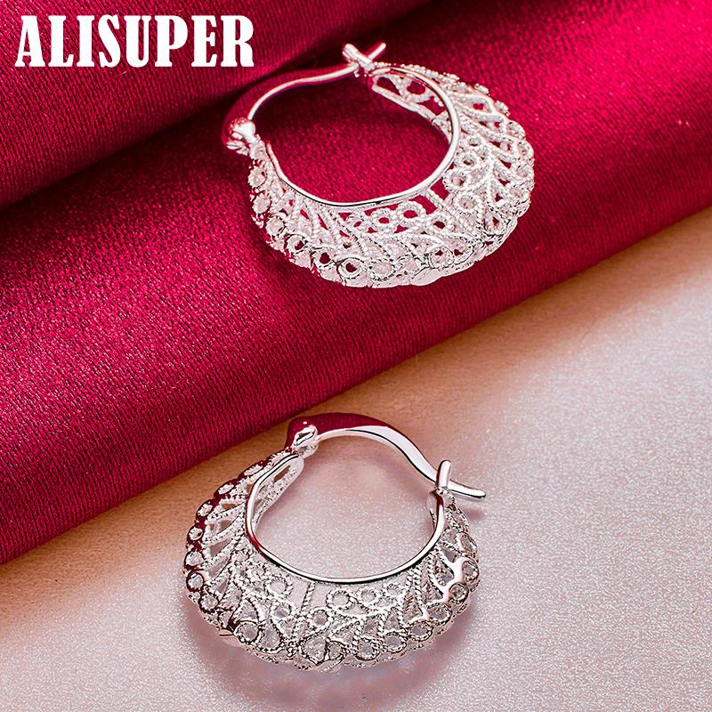 Ювелирные изделия из стерлингового серебра 925 пробы с полыми цветочными U-образными серьгами