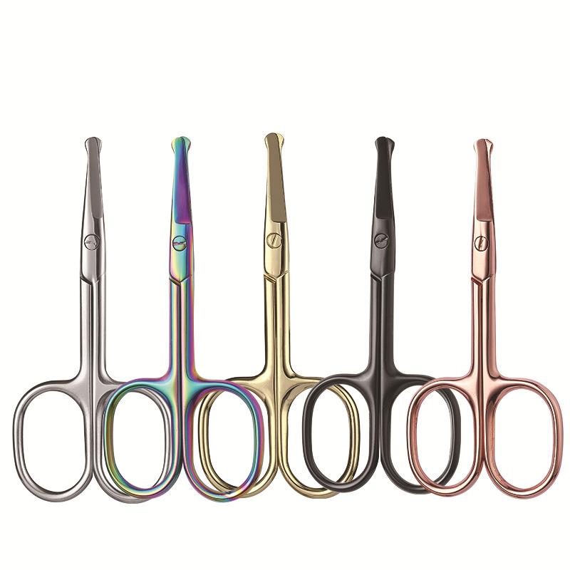 Элимальная стрижка с круглой головкой из нержавеющей стали, косметическая стрижка бровей, стрижка волос в носу, бровей, маленькие безопасные ножницы, ножницы для волос в носу