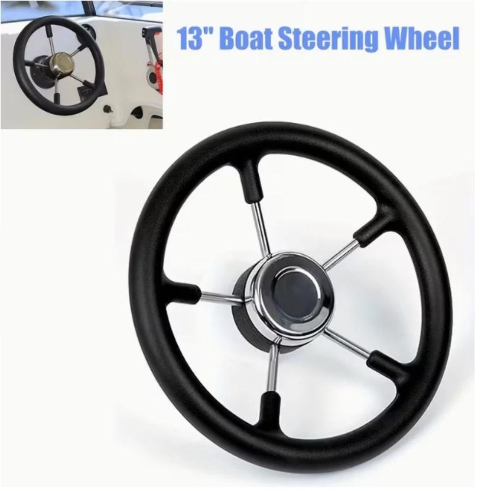 Black Foam Grip Marine Steering Wheel Stainless Steel Destroyer Steering Wheel  Pontoon Boat