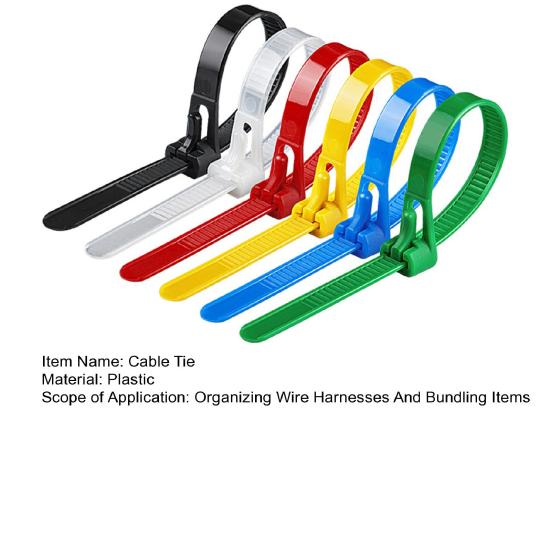 100 шт. самоблокирующихся нейлоновых кабельных стяжек, регулируемых многоразовых, с пряжкой для использования в помещении и на открытом воздухе