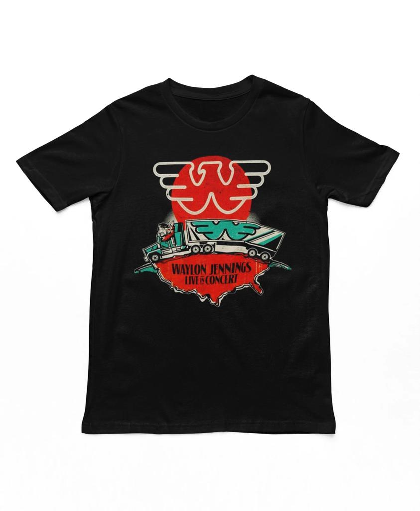 Уэйлон Дженнингс Живой Мужская Футболка Кантри Рок Музыка Классическая Группа Футболка Новая Черная