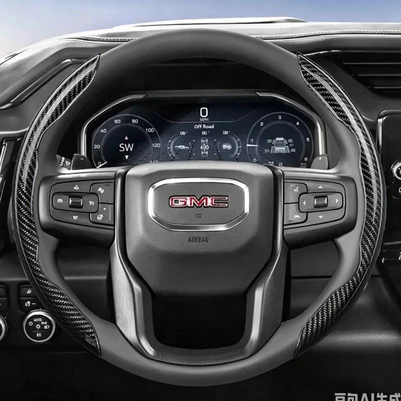 Breathable Perforated Leather Steering Wheel Cover for Gmc, Segmented Quick-Release Design, Non-Slip and Durable