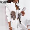 Women's Vintage Casual Lattice Print Autumn Winter Long Sleeve Jackets & Coats
