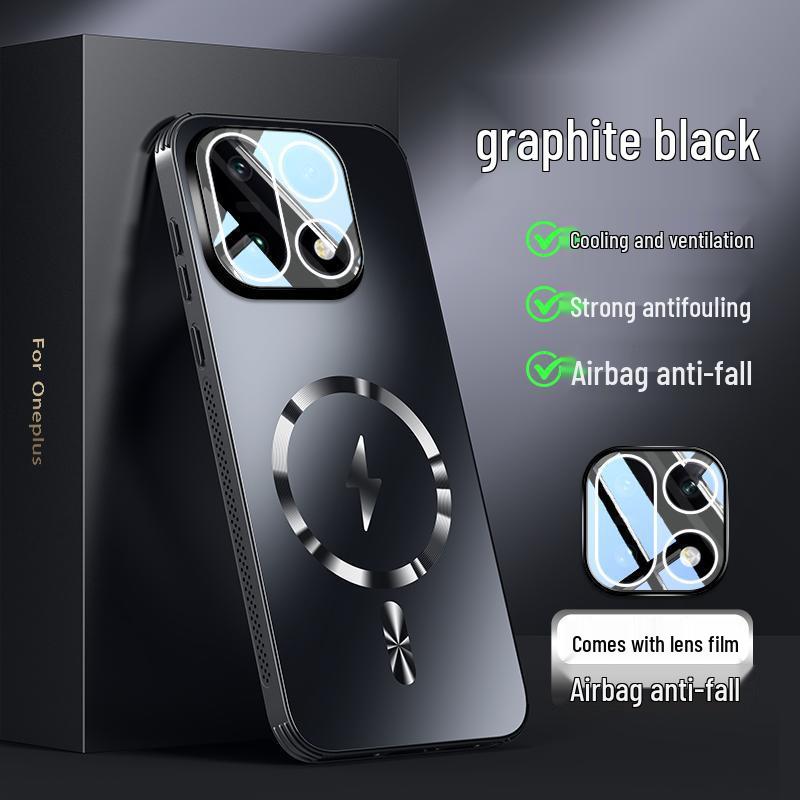 Чехол для телефона OnePlus 15 с защитной пленкой для объектива - Полное покрытие, Матовый, Противоударный, Теплоотводящий, Магнитный, Легкий
