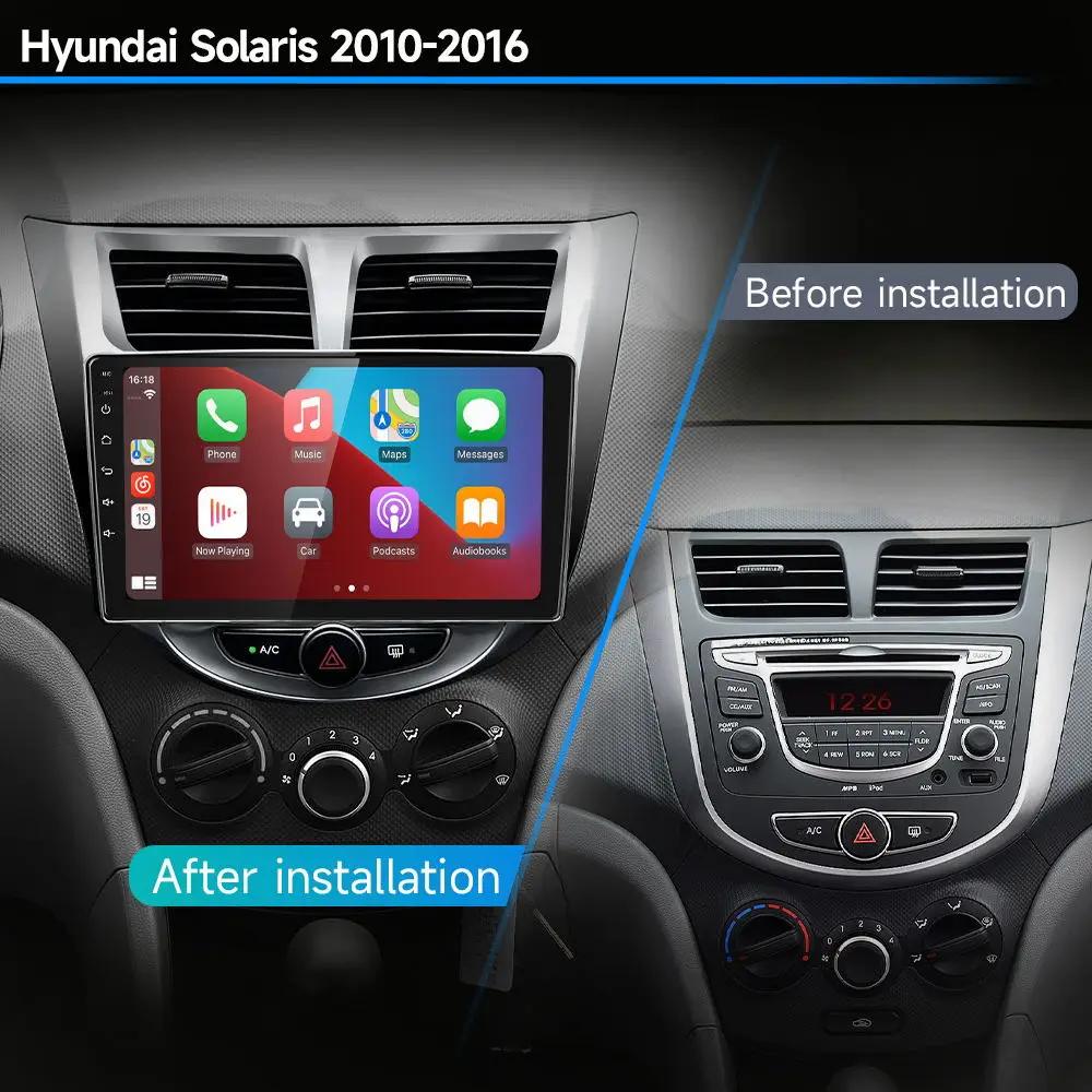 JIUYIN Android 13 Carplay автомобильное радио для Hyundai Solaris Verna Accent 1 2010 - 2016 мультимедийный проигрыватель 2Din GPS DVD головное устройство