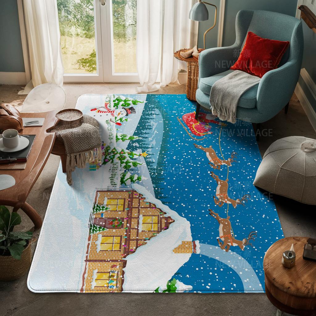 Ковер у входа в дом Домашний коврик у двери Гостиная Ванная Комната Ноги ванная комната Нескользящие коврики с водопоглощением для ванной Счастливого Рождества зима