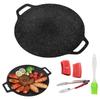 Non-stick Roasting Pan Cast Iron Double Handled Crepe Pan Round Griddle Grill Pan for Korean BBQ Round BBQ Griddle with Handle