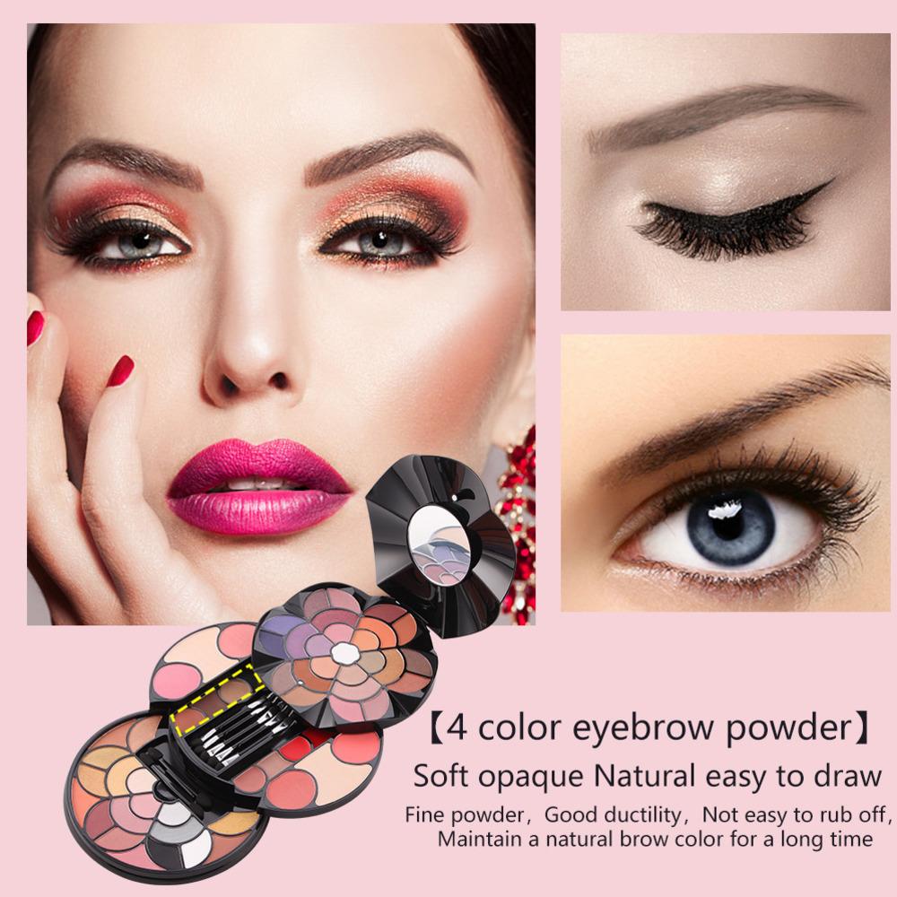 MISS ROSE 64-in-1 Exquisite Girl Set Floral Makeup Case All-in-one Makeup Kits Professional Makeup Eyebrow Powder Eye Shadow Lipstick