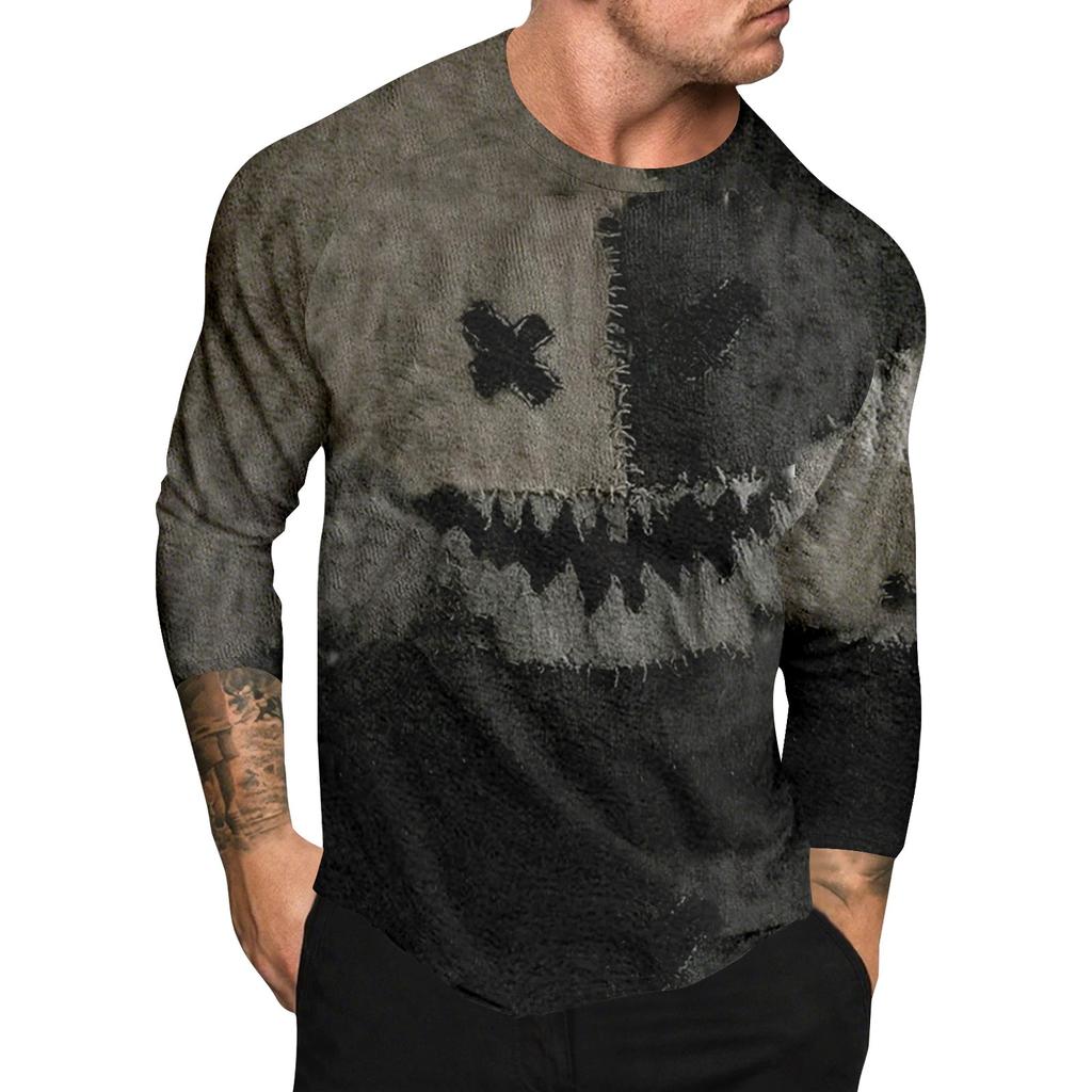 Halloween Print Raglan Sleeve Men's Long Sleeve Top