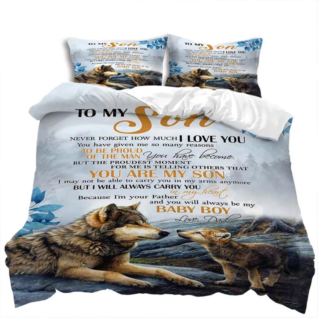 Letter Duvet Cover Abstract Word Print Wild Animal Theme The Meaningful Gift for Family and Friend Bedroom Decoration Queen Size