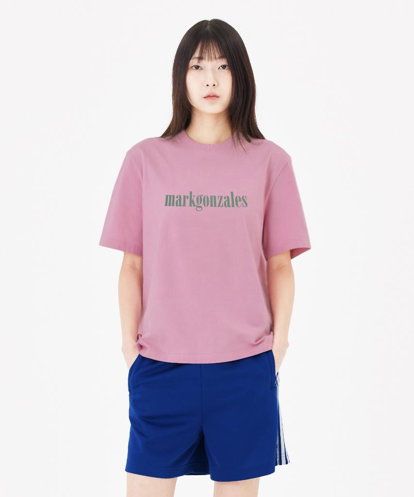 Mark Gonzales Футболка с коротким рукавом Serif Mg Logo - Инди Розовый