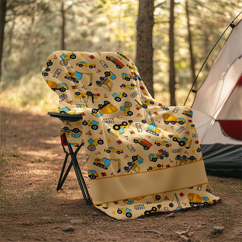 excavator Theme Printed Blanket - Perfect for Couch, Bed, Travel & Outdoor Use | Machine Washable, Cozy & Durable.