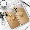 golden flying bird For Samsung A 01 52S A04 A05S A10 A12 A13 22 23 24 36 42 M02 Note 10 20Ultra 8 9 Golden glass phone case