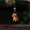 1/12Pcs Creative Twelve Zodiac Carving Wooden Keychain Pendant Chinese Zodiac Wood Carving Phone Chain Bag Decoration Gifts