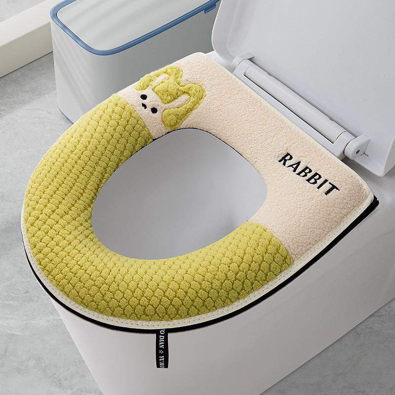 Washable Waterproof Toilet Seat Cover With Zipper Thick Winter Cushion Home Use All Season