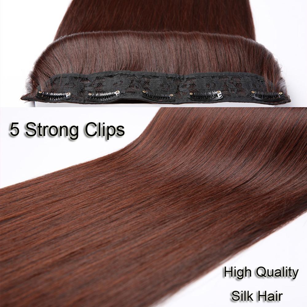 Длинные прямые накладные волосы на клипсе, 24 дюйма, синтетические искусственные волосы для женщин