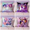 KPop Demon Hunters Cartoon Pillow Cover, Hot Anime Printed Cushion Case, Square Decorative Pillow for Bedroom Sofa Decor