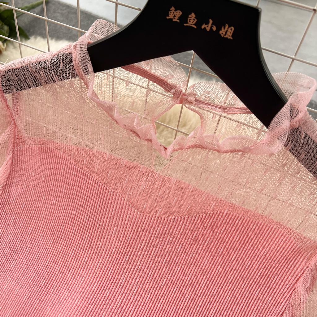 Nomikuma French Women Sweet Mesh Cake Dress Tie Up Waist Slimming Mid Length Elegant Long Cake Dresses 2024 Summer New Vestidos